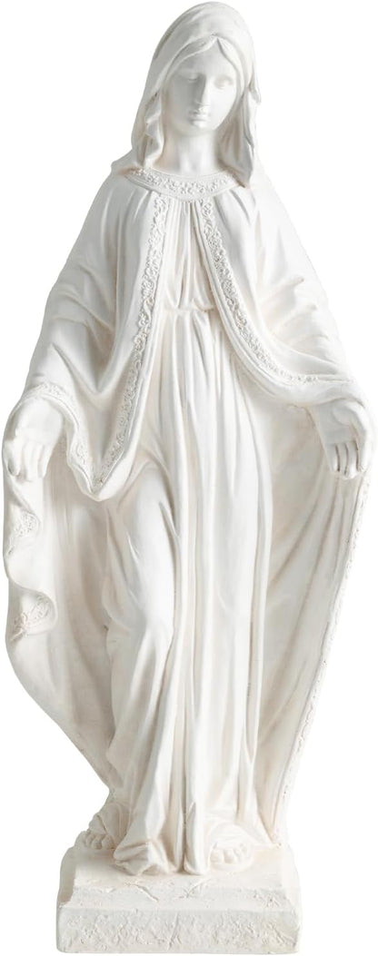 Giantex Virgin Mary Garden Statue 31.5", Blessed Mother Outdoor Religious Statue, Weather-Resistant MgO Catholic Sculptures Yard Decor for Lawn, Patio, Prayer Garden & Memorial, Distressed Ivory