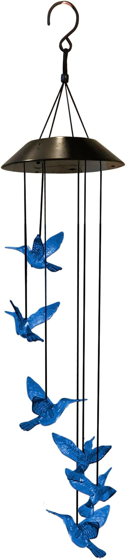 Upblend Outdoors Hummingbird Solar Wind Chimes for Outside – Color Changing LED Wind Chimes for Outside, Solar Chimes Outdoor Waterproof – Hummingbird, Blue