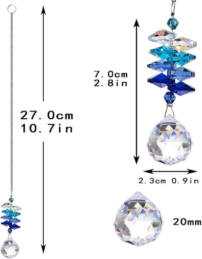 HDCRYSTALGIFTS 4PCS Crystal Hanging Sun Catchers for Window Indoor Rainbow Maker Suncatchers Crystals Ball Prism Chakra Octagon Bead Decor for Home Garden,10.5inch