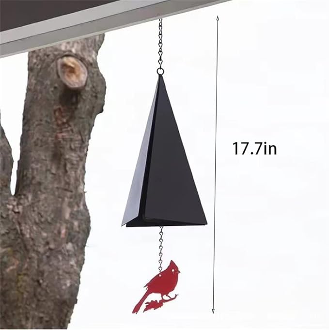 North Country Wind Bells，Cardinal Bird Wind Chime ，Geometric Bird Bell Metal Wind Chimes with Buoy , Wind Chime Catcher for Outdoor Yard Home Decor (red Bird), Black