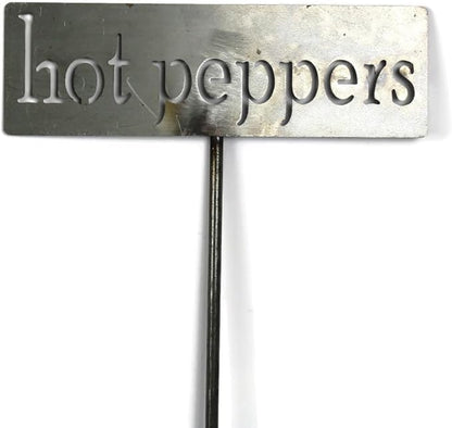 Classic Metal Garden Markers 19 Inches Tall (hot peppers, Raw, Unfinished Steel (will rust with time))