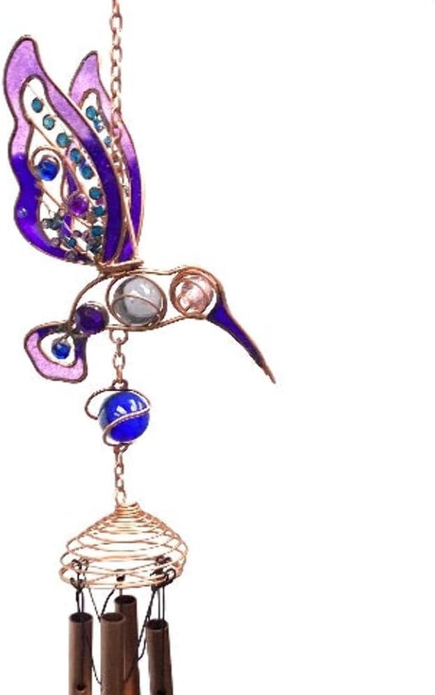 StealStreet SS-G-99283 Wind Chime Copper & Gem Hummingbird Garden Decoration Hanging Decor