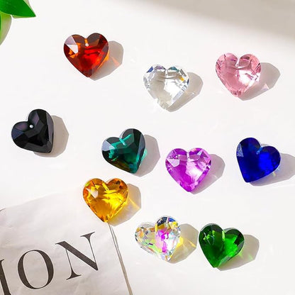 10 Pcs Love-Shaped Crystal Ball Prism 30mm, Handmade Rainbow Maker, Hanging Crystal Suncatchers, Home Decoration, Birthday Gift