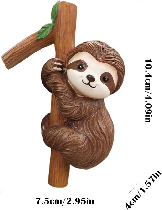 Cute Climbing Sloth Flower Pot Hugger Figurines Resin Hanging Animal Statue Planter Pot Decorations for Home Garden Fence Balcony Patio Lawn Yard Ornaments
