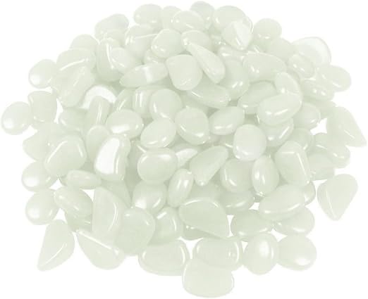 2.4Lbs 550 Pcs Glow in The Dark Stones Garden Pebbles Rocks Indoor Outdoor Decor Luminous Stone for Walkways Driveway Yard Grass Fish Tank(White in Daytime, Blue in Night)