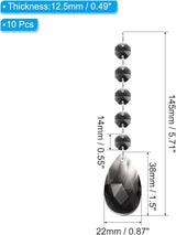 PATIKIL Teardrop Crystal Chandelier Pendants Beads, 10 Pack 145mm Length 38mm Chandelier Prisms Parts Ornaments Hanging Beads for DIY Arts Crafts Decoration, Clear Black