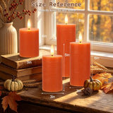 Orange Flameless Pillar Candles - Remote Control, Fall Decor