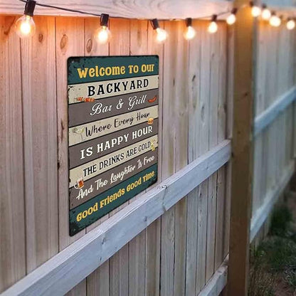 SCAZOMV Backyard Bar & Grill Rules Metal Sign 12X16 Inches Backyard Sign, Funny Rules Sign, Porch Metal Sign, Backyard Decorations, Backyard Metal Sign, Outdoor Metal Sign