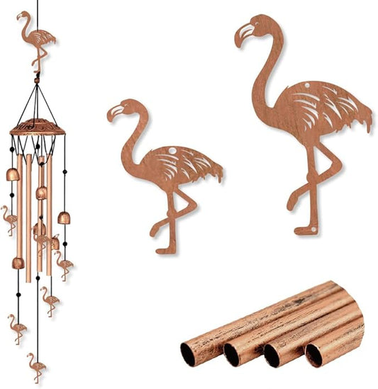 INFUNLY Flamingo Wind Chimes for Outside Flamingos Metal Wind Chime Aluminum Windchime Tubes Animals Memorial Wind-Bell Music Windchimes with Bells for Yard Garden Decor Housewarming Birthday Gift
