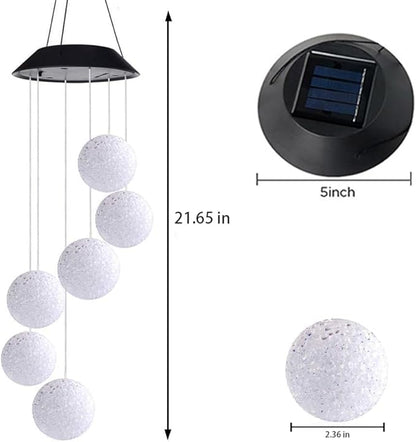 Warm White Crystal Ball LED Light Solar Wind Chime Lamp，Solar Lights Outdoor Waterproof for Balcony, Garden, Terrace and Courtyard Decoration. (Warm White)