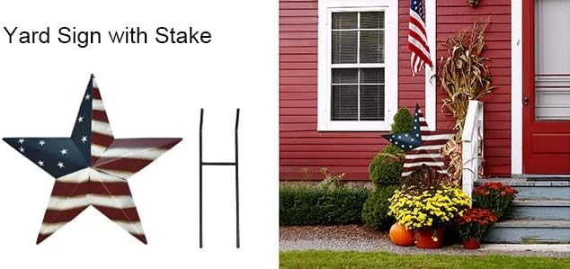 Morning View American Flag Garden Stake Set of 2 Patriotic Decor Metal Star US Flag Yard Sign Bar Star Outdoor Lawn Art Ornament 4th of July Memorial Day Veterans Day Independence Day 12 Inches Tall