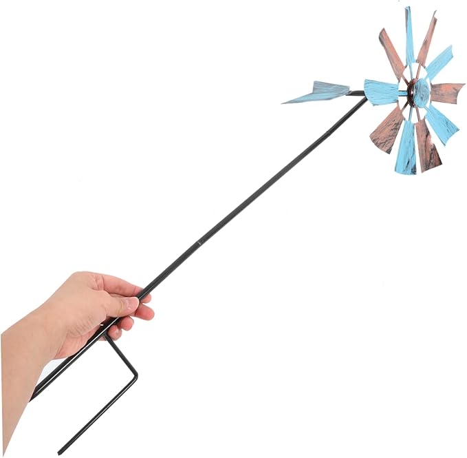 Iron Craft Windmill Statue for Garden Bee Decorative Spinners Outdoor Decor