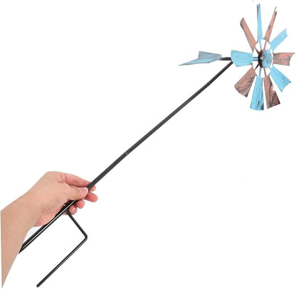 Iron Craft Windmill Statue for Garden Bee Decorative Spinners Outdoor Decor