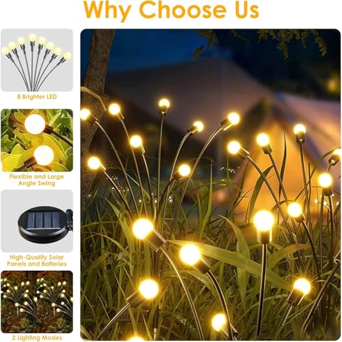 Solar Garden Lights - 8 Pack Warm White LED