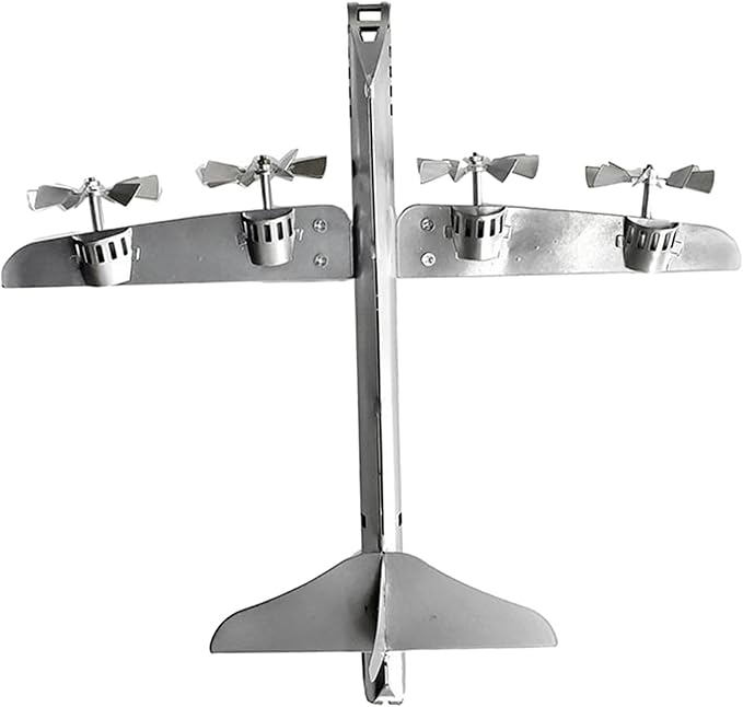 Wind Spinner Statue Aircraft Windmill Airplane Model with Metal Stake Decorative Figurine Iron Art Sculpture for Lawn