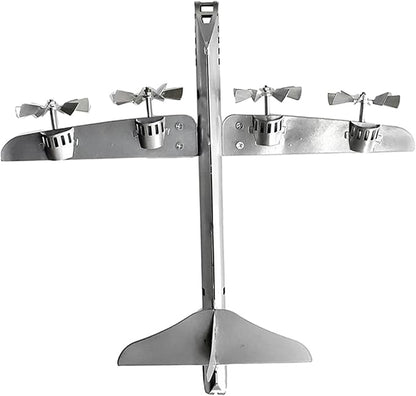 Wind Spinner Statue Aircraft Windmill Airplane Model with Metal Stake Decorative Figurine Iron Art Sculpture for Lawn