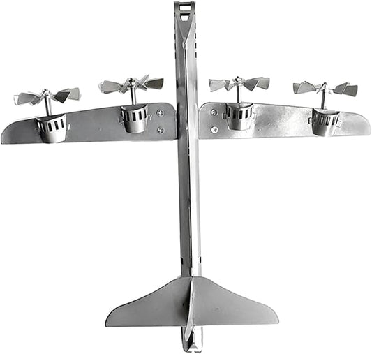 Wind Spinner Statue Aircraft Windmill Airplane Model with Metal Stake Decorative Figurine Iron Art Sculpture for Lawn