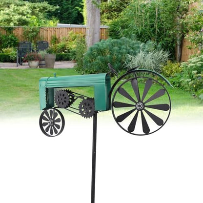 Farm Tractor Windmill,Tractor Wind Spinner Yard Ground Stake Statue Garden Windmill Decoration Lawn Floor Stakes Art Ornament for Outdoor Garden Yard Patio Decor (Green)