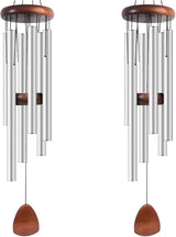 Bursvik Large Aluminium Wind Chimes 37 Inches to Create a Zen Atmosphere Suitable for Outdoor, Garden, Patio Decoration Classic Chimes with Wind Catcher Suitable as A Gift for Unisex Silver 2 Pack