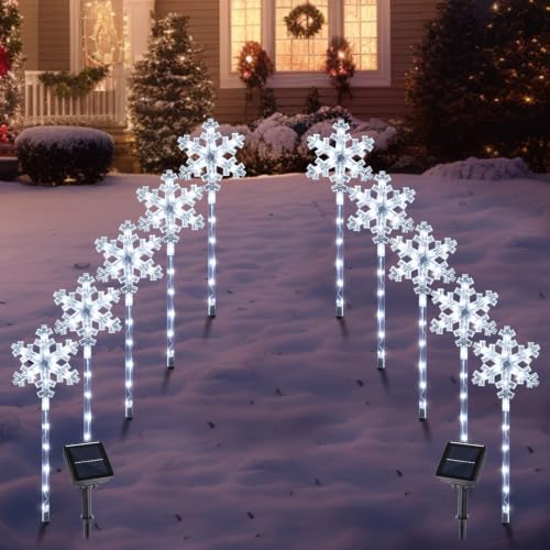 Solar Snowflake Pathway Lights - 10 Pack