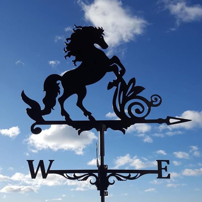 3D Animal Metal Weather Vane, Roof Weather Vane, Weather Direction Indicator, Garden Statue, Garden Windmill, Roof Decoration Accessories for Garden, Yard, Roof Decoration (Mustang)
