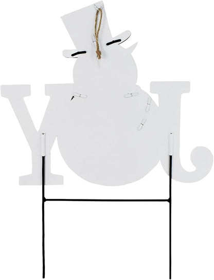 Morning View Christmas Snowman Joy Yard Stakes Sign Metal Joy Garden Stake Decorations Outdoor Lawn Ornaments Xmas Yard Stake Holiday Winter Wall Decor for Patio Pathway Outside Red 25.2 Inches Tall