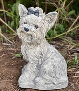 Yorkshire Terrier Statue Concrete Yorkie Figurine Black White Yorkie Sculpture Garden Animal Zen Garden Ornament