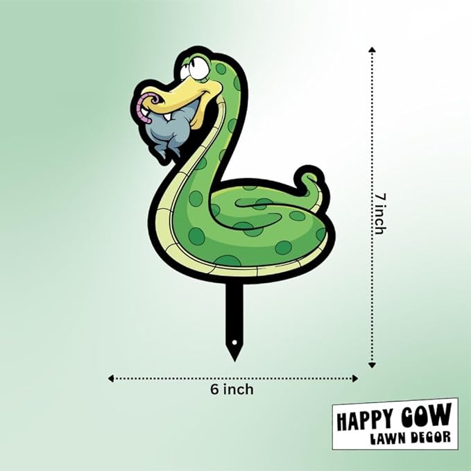 Garden Outdoor Small Metal Art 7"x 6" Weather Resistant Lawn Ornaments Sturdy Stakes Yard Sign Decoration for Patio (Hungry Snake)