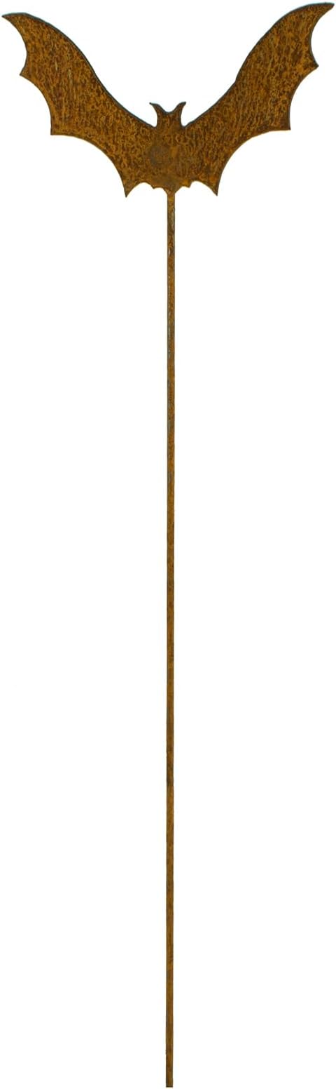 Bat Halloween Garden Stake, Steel Construction with Real Rust Finish, Made in USA