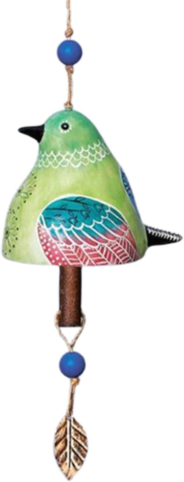 Wind Chimes for Outside – Handcrafted Small Wind Chime with Metal Leaf & Colorful Beads, Weather-Resistant Outdoor Hanging Decor for Garden, Patio, or Balcony (Single Bird-Green)