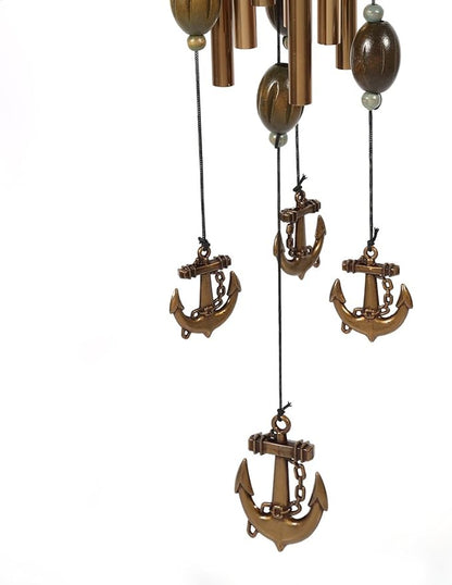 BORDSTRACT Metal Anchor Wind Chime, 9 Tube Nautical Design with Soothing Sounds for Outdoor Garden Patio Decor Hanging Home use