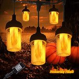 Flickering Flame LED String Lights - 23ft, 10 Lanterns, Connectable