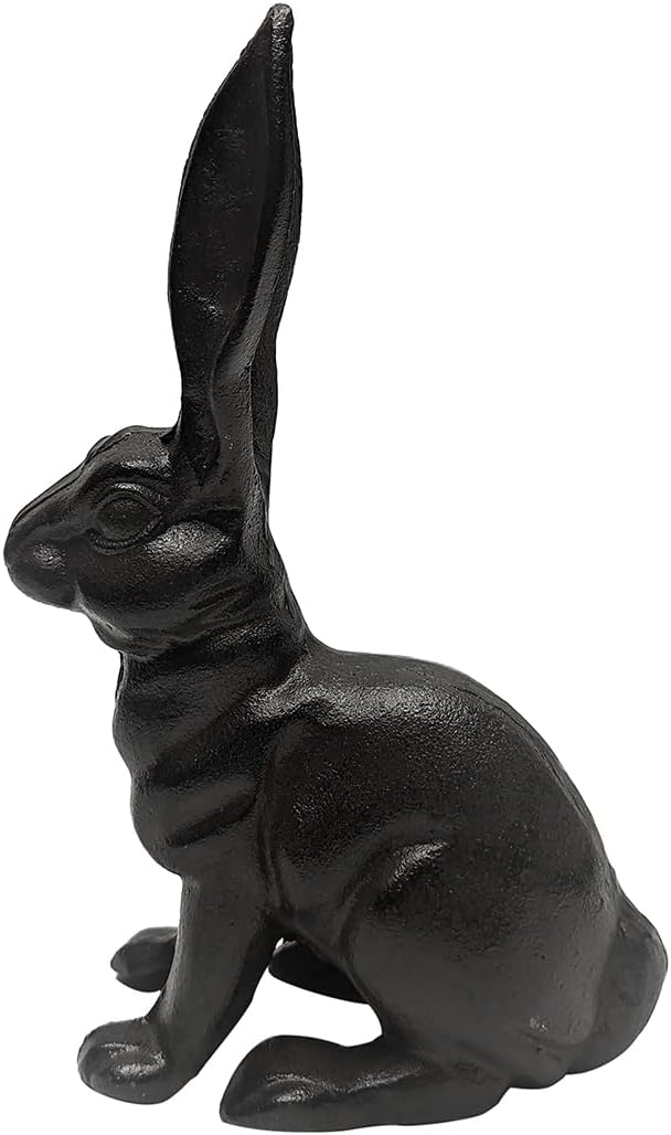 Treasure Gurus Cast Iron Rabbit Door Stop Stopper Metal Outdoor Patio Yard Art Garden Statue Home Decor Brown