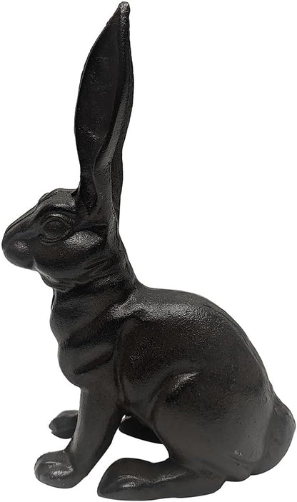 Treasure Gurus Cast Iron Rabbit Door Stop Stopper Metal Outdoor Patio Yard Art Garden Statue Home Decor Brown