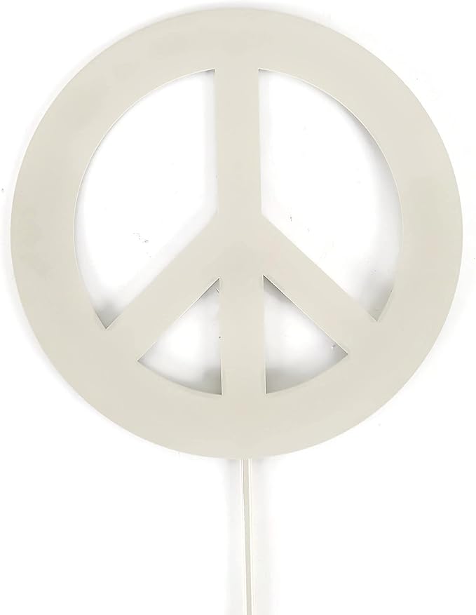 Peace and Heart Staked Signs or Wall Art Rustic or Powder Coated Finishes (Peace Small Stake 21", Cream)