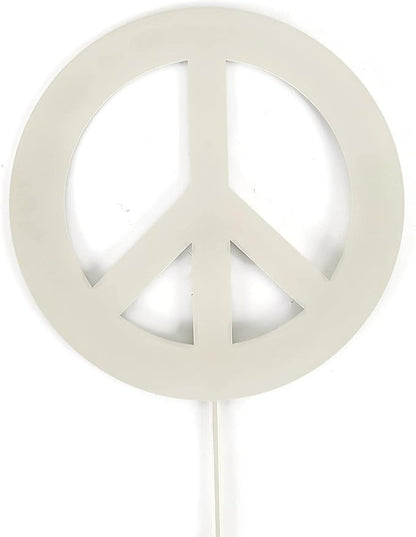 Peace and Heart Staked Signs or Wall Art Rustic or Powder Coated Finishes (Peace Small Stake 21", Cream)