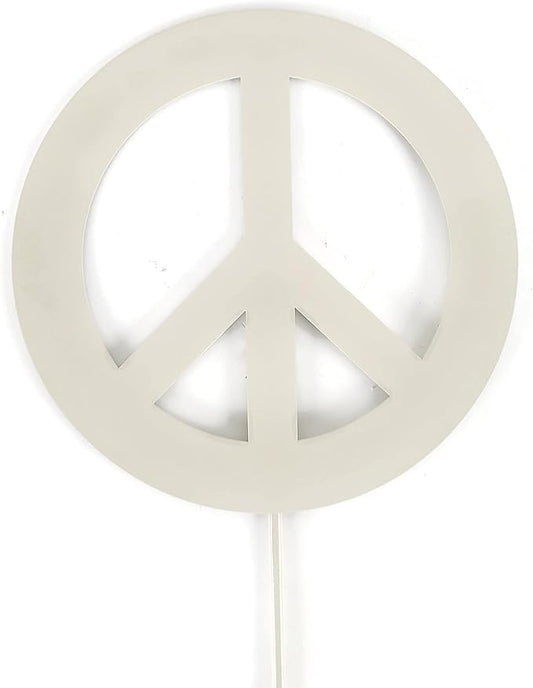 Peace and Heart Staked Signs or Wall Art Rustic or Powder Coated Finishes (Peace Small Stake 21", Cream)