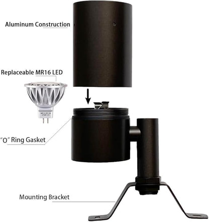 Arrownine Landscape Lighting Down Lights,Low Voltage Outdoor Wall Tree Mounted Lights Replaceable MR16 LED Bulb Warm White Bronze Finish 4-Pack with Bulb