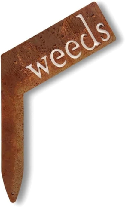Planter Size Small Metal Garden Plant Vegetable Flower or Herb Markers 13.5 Inches Tall (weeds, Naturally Rusted)
