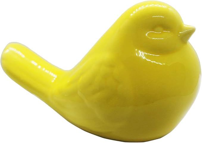 New Yellow Bird Figurine, Ceramic Chubby Bird Figure Cottage Animal Bird Statue Decorations for Home Garden Decor Accents