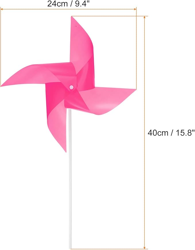 HARFINGTON 50pcs Windmills for The Yard Garden 15.7" x 9.1" 4 Leaves Pinwheels Wind Mills Spinners Windproof Waterproof Bird Devices with Stakes for Patio Decor, Pink