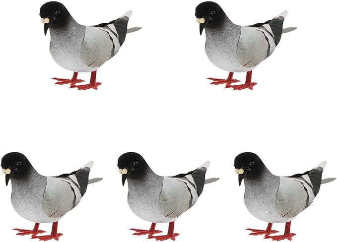 5Pcs Realistic Simulation Pigeon Models Imitation Pigeons for Home and Garden Decor Lifelike Ornamental Birds for Indoor and Outdoor Use for Photography Props