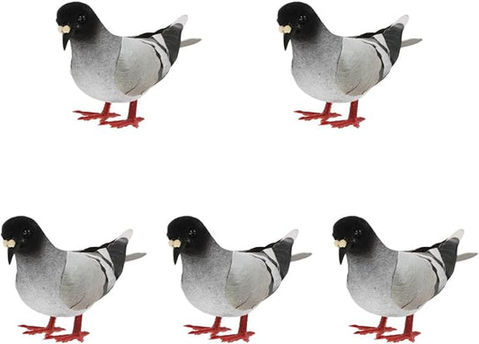 5Pcs Realistic Simulation Pigeon Models Imitation Pigeons for Home and Garden Decor Lifelike Ornamental Birds for Indoor and Outdoor Use for Photography Props