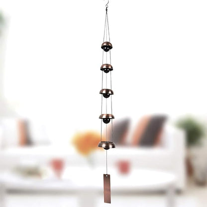 JIANWEI Bell Wind Chimes Temple Wind Bell, Vintage Copper Bell, Feng Shui Wind Chimes with 5 Bells, Memorial Wind Chime for Home Yard Balcony Window Outdoor(Bronze)