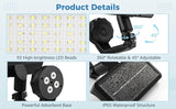 OMISTAR Metal-gipping Outdoor Solar Light, 92 LEDs Motion Sensor Solar Wall Lamp, IP65 Waterproof Balcony Patio Security Light, Adjustable Wall-Mount Fence RV Lighting