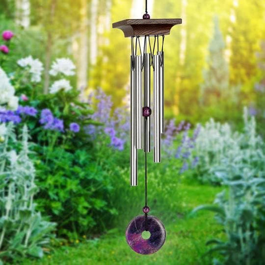 Woodstock Chimes Signature Collection, Woodstock Amethyst Chime, Medium (30'') Decor Designs Wind Chimes for Outdoor, Patio, Home or Garden Décor (WYBRM)