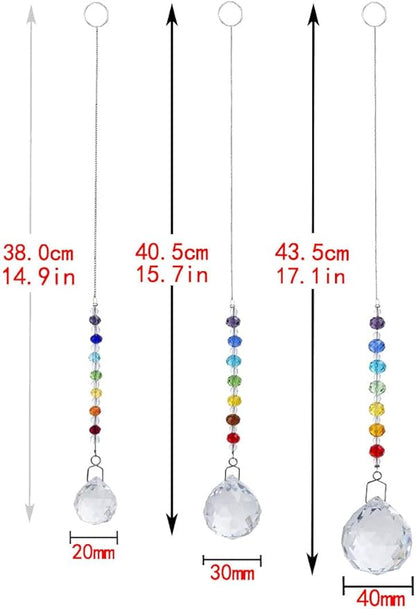 HDCRYSTALGIFTS Set 3 Crystal Prisms Suncatchers for Window Hanging Rainbow Maker Chakra Sun Catcher Indoor Window Christmas Decorations Memorial Sympathy Gifts for Loss of Loved One