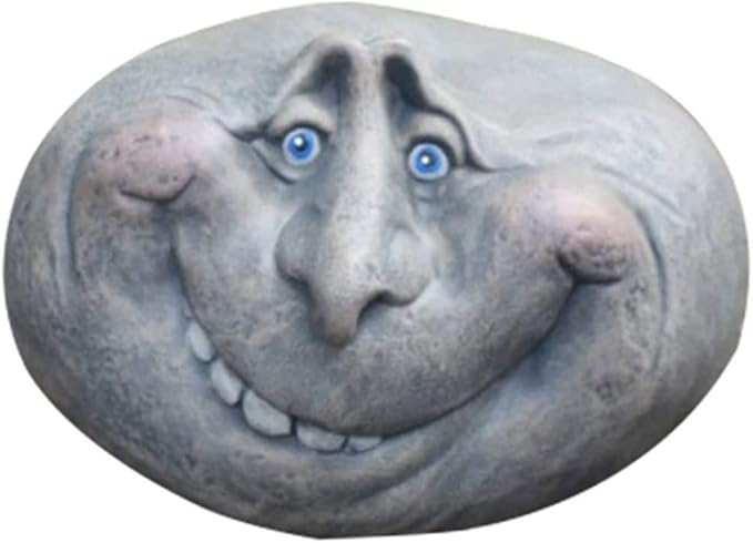 Naisicore Funny Face Stone Sculpture, 12cm/4.7inch Resin Gothic Stone Art Statues, Mystical Garden Landscape Decorative Ornament for Outdoor Patio Yard Lawn Porch Decor