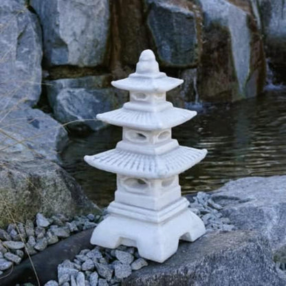 Concrete Asian Pagoda Sculpture Handmade Lantern Figurine Outdoor Japanese Decoration Garden Pagoda Gift Idea Yard Oriental Lantern Statue
