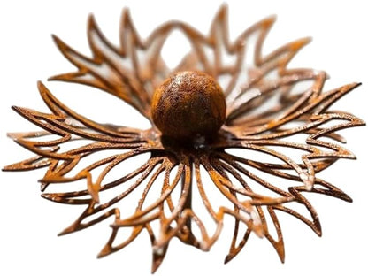 Rusty Metal Wild Flowers Garden Stakes 11.82 x 8.47 inches, Decorative Flowers Yard Stake Metal Art for Outdoor Garden Lawn Decor(Flower-D)